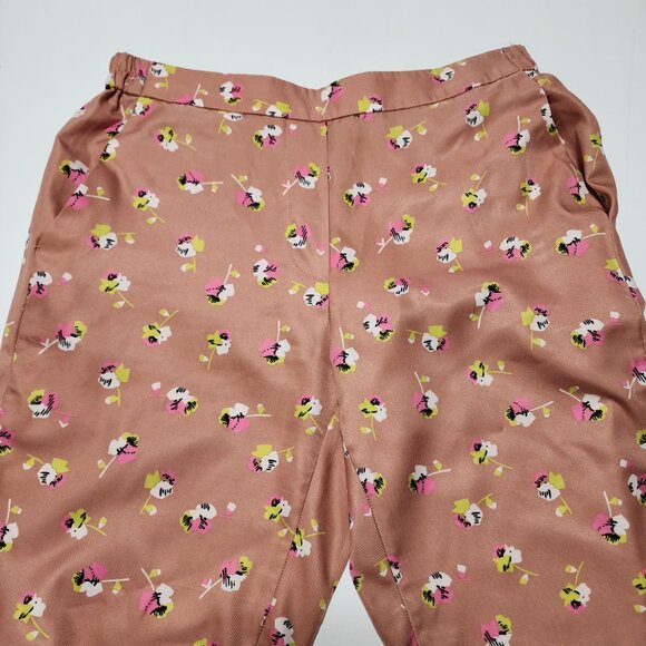 J. Crew Salmon Floral Falling Pansies High Rise Pull On Trousers - Picture 5 of 8